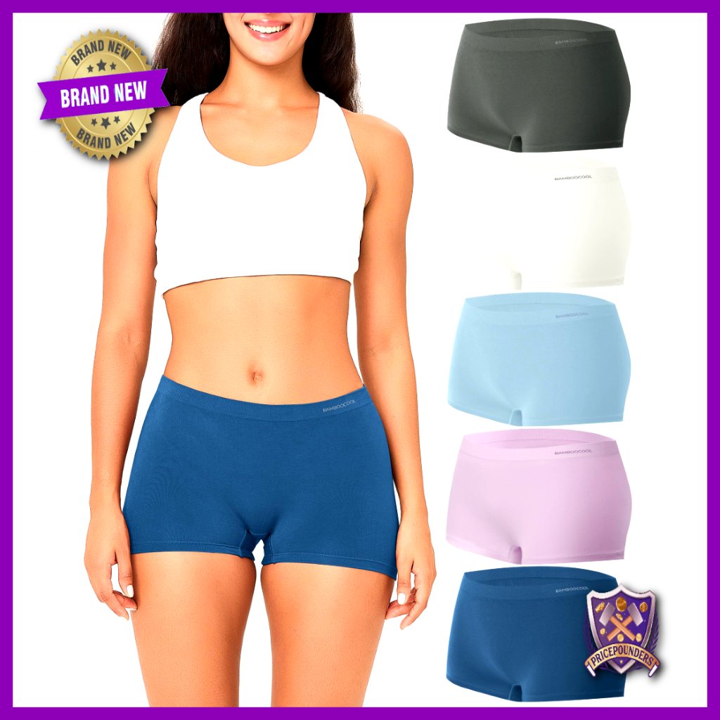 Seamless Boyshort Panties 5 Pack Mid Waist Moisture Wicking Stretchy Underwear